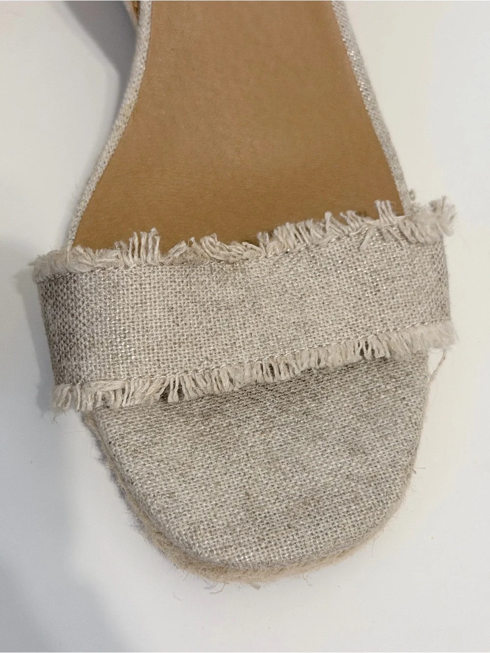 Lucky Brand Linen Espadrille Wedge Sandals | 9 | Ankle Strap Jute Heel